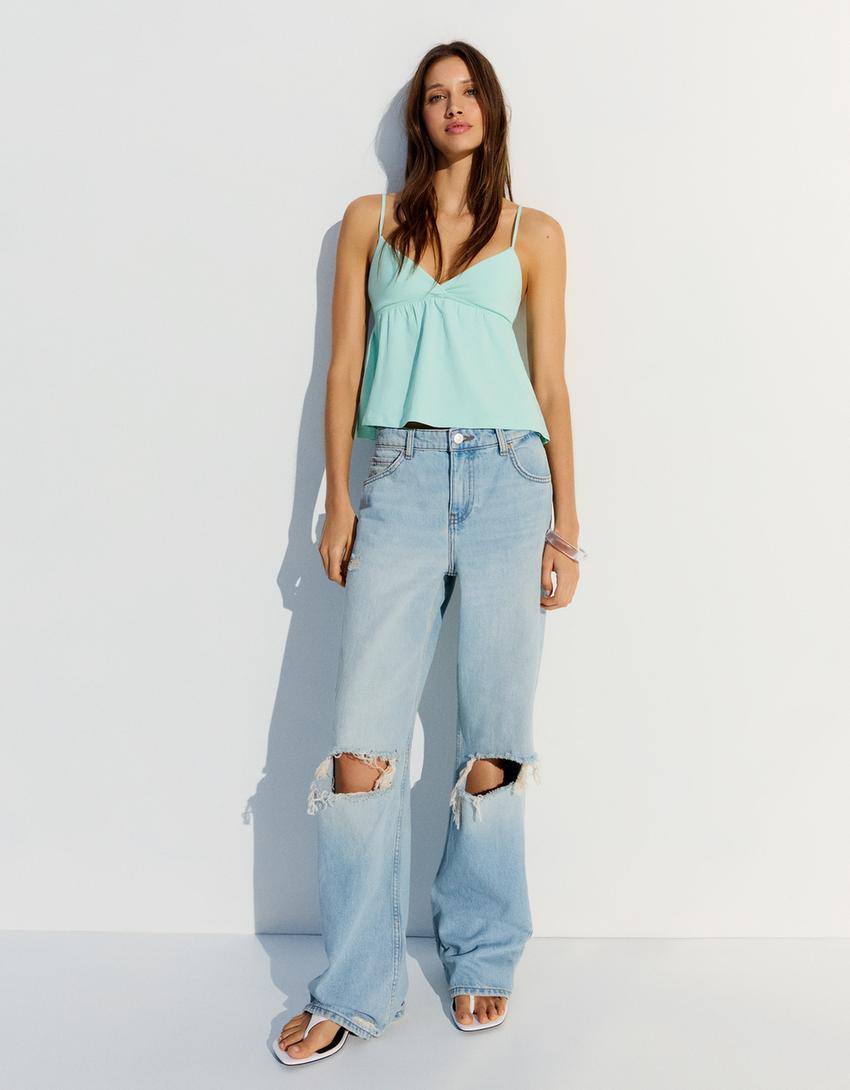 Trägertop mit Schößchen - Damen | Bershka DE
