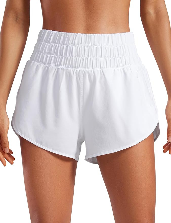 CRZ YOGA High Waisted Dolphin Running Shorts for Womens Mesh Liner for Gym Workout Athletic with ... | Amazon (US)