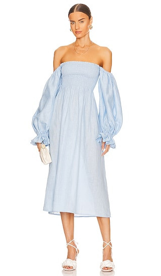 Atlanta Linen Dress in Blue | Revolve Clothing (Global)