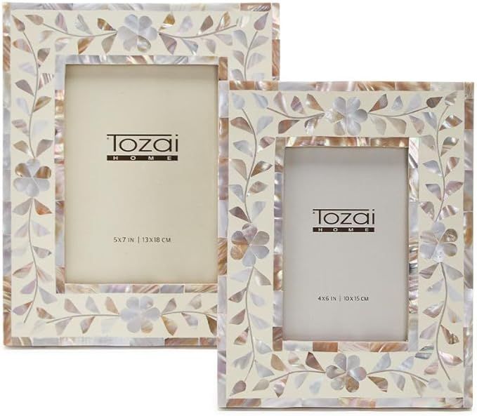 Two's Company Wisteria Set of 2 Mother of Pearl Photo Frame Includes 2 Sizes | Amazon (US)