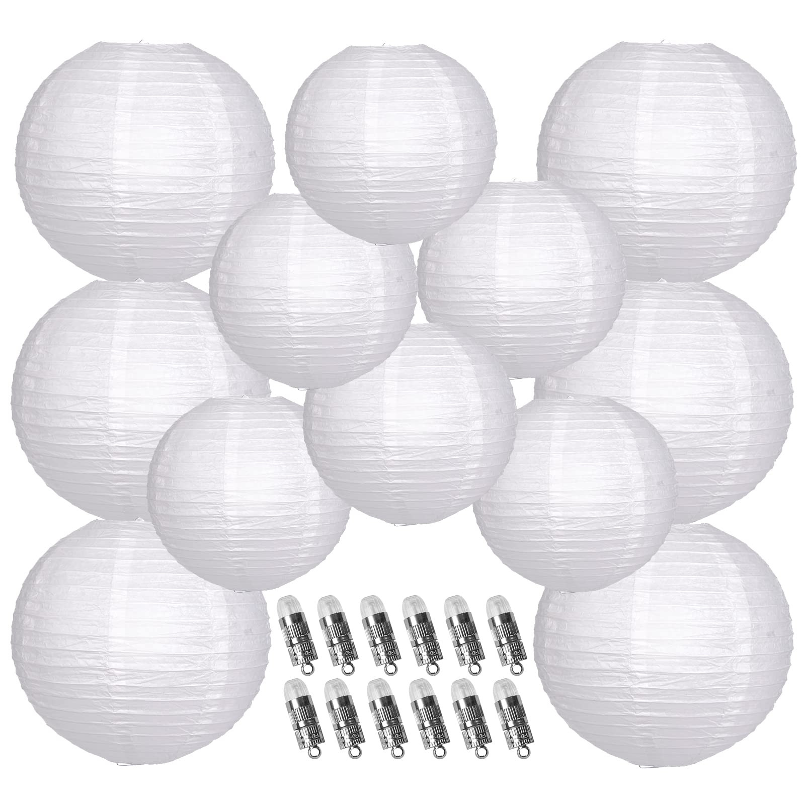 Paper Lanterns Decorative, White Hanging Round Chinese Lanterns with Lights for Wedding Anniversa... | Amazon (US)