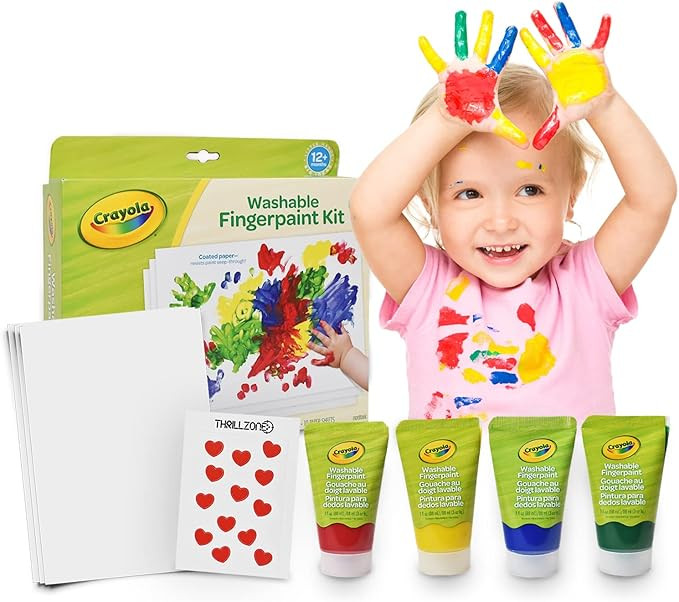 Crayola Finger Paint Kit For Toddlers With 4 Colors & 10 Painting Paper Sheets- Kids Easy Clean, ... | Amazon (US)