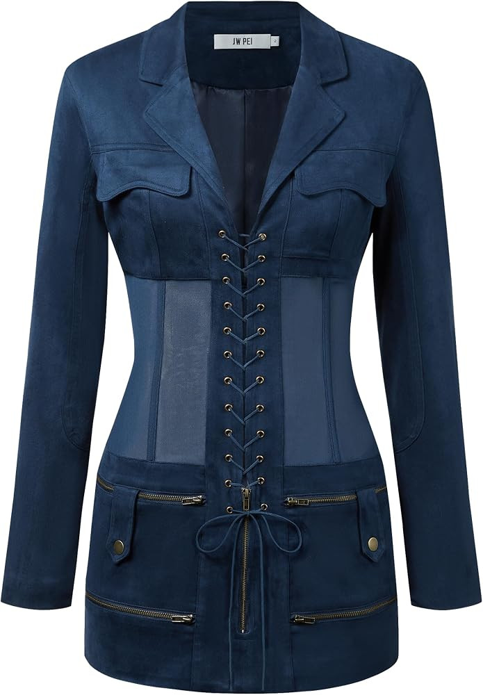 JW PEI Women's Faux Suede Corset Jacket Mini Dress | Amazon (US)