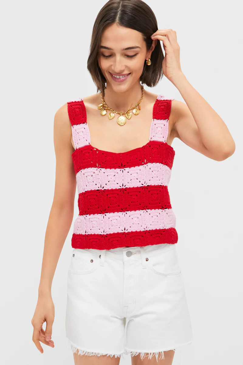 Pink & Red Crochet Cooper Tank | Tuckernuck (US)