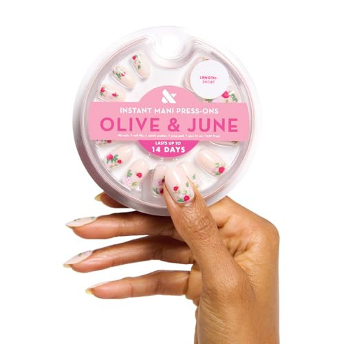 Olive & June Instant Mani Press-On Nails (Glue) | 42 Fake Nails, 21 Sizes | Non-Toxic, Long-Lasting Recycled Materials Realistic Look | Salon-Quality at Home | Short, Squoval | Rose Bouquets | Amazon (US)