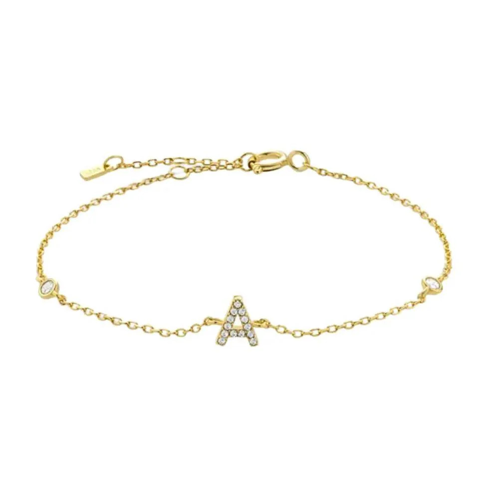 Mini Crystal Initial Bracelet - Gold - Ahava J | Ahava Jewels