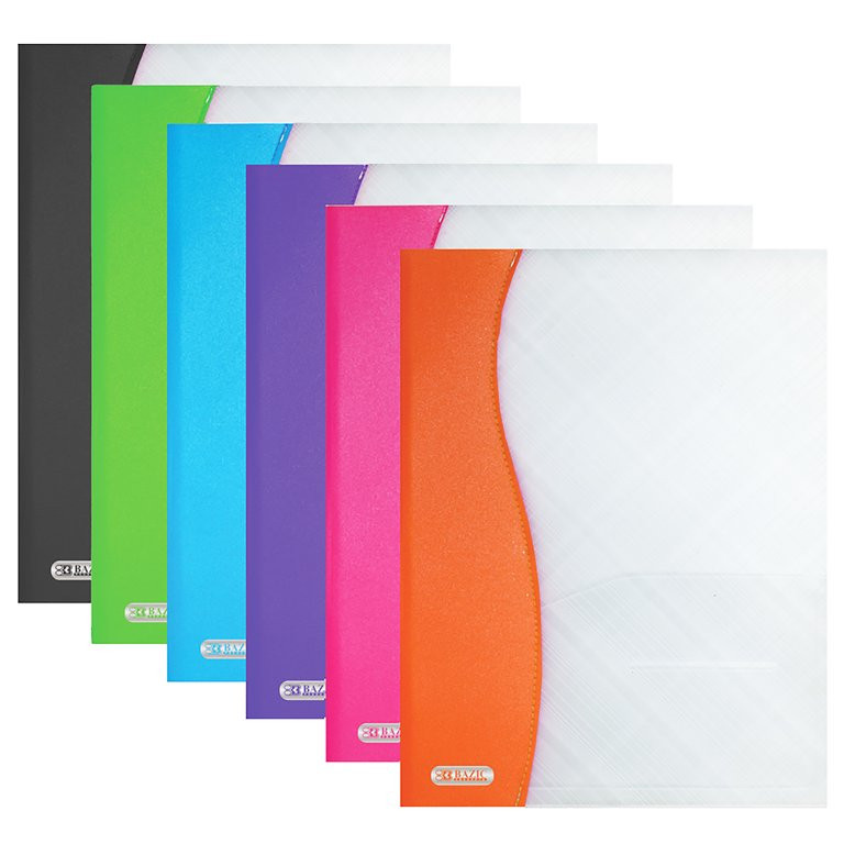 BAZIC 2 Pockets Poly Folder, Two Color Portfolio, Document Folders, 6-Pack - Walmart.com | Walmart (US)