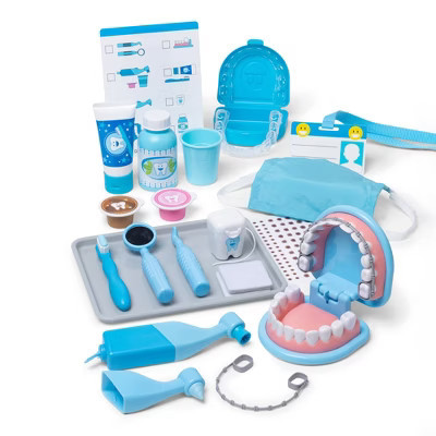 Melissa & Doug Super Smile Dentist Kit With Pretend Play Set of Teeth And Dental Accessories (25 Toy Pieces): Educational Tooth Care Role Play Set | Target