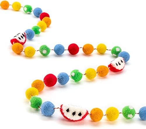 CINPIUK Back to School Apple Felt Ball Garland for First Day of School Classroom Decoration, Rainbow | Amazon (US)