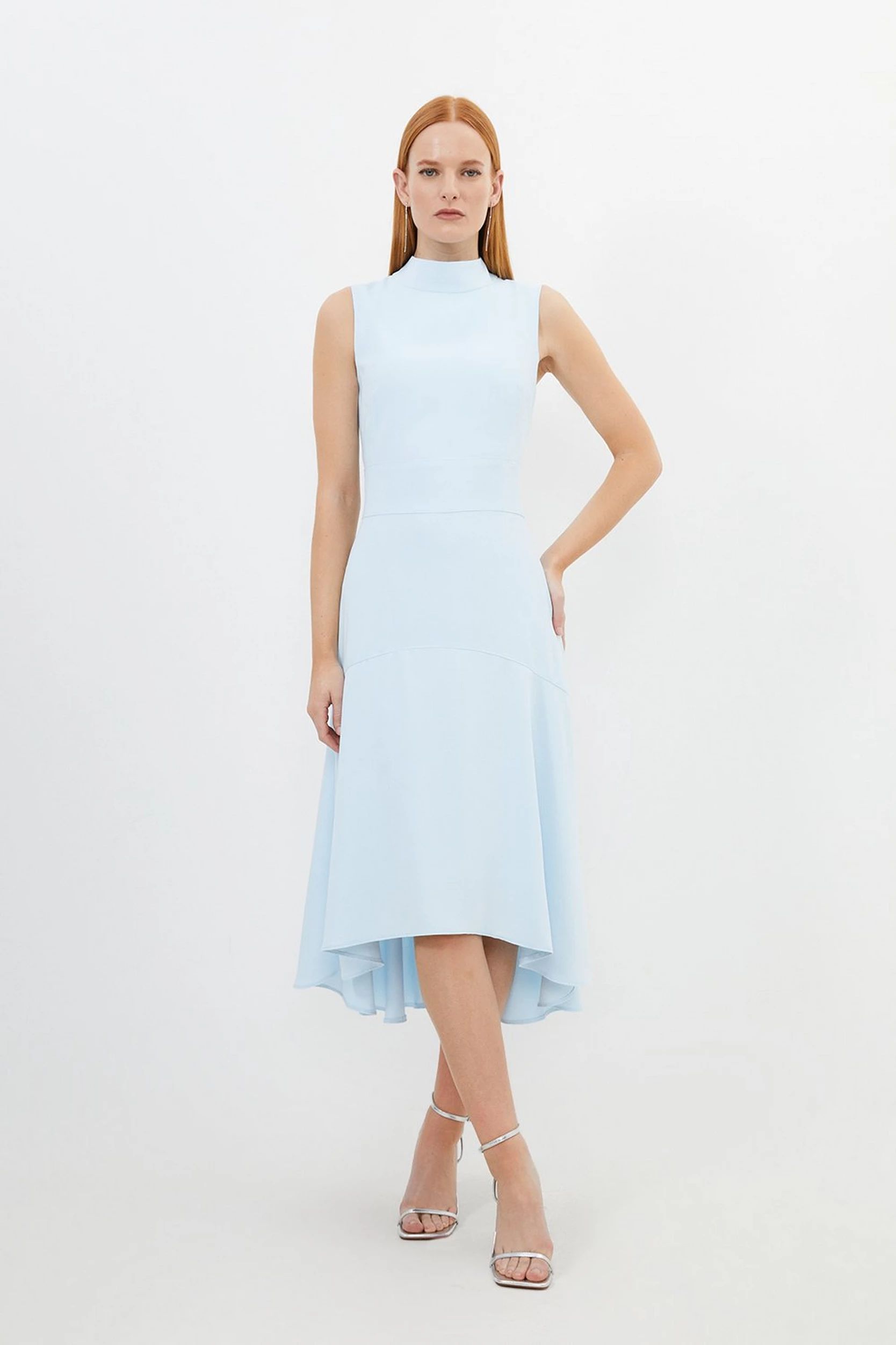 Soft Tailored High Low Midi Dress | Karen Millen UK + IE + DE + NL