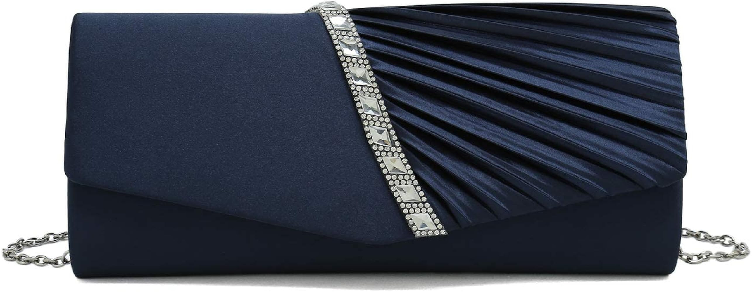 CHARMING TAILOR Evening Handbag Crystal Embellished and Pleated Satin Clutch | Amazon (US)