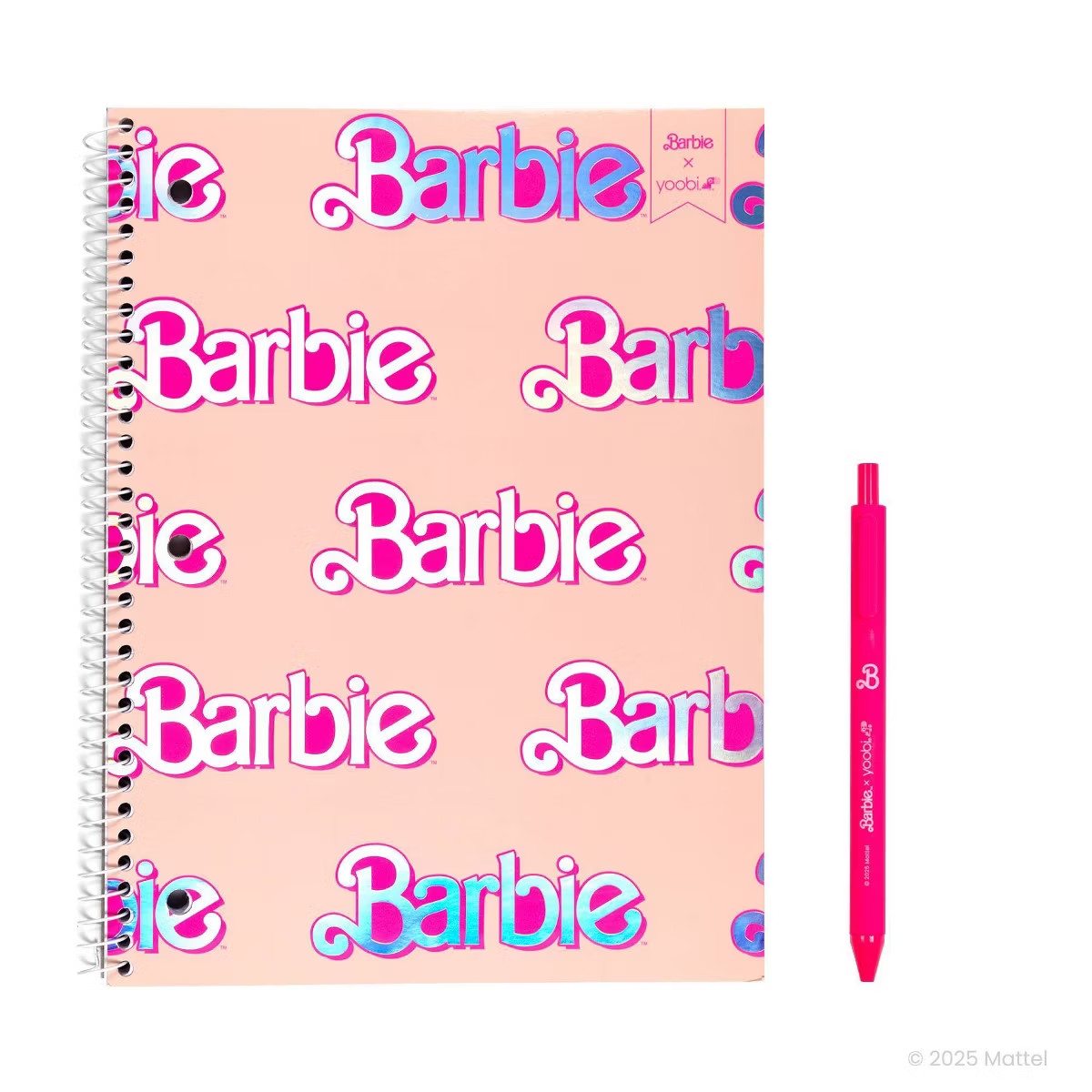 Yoobi Barbie 1 Subject Notebooks 8"x10.5" Wide Ruled with Pen Pink Barbie Logo Pattern | Target