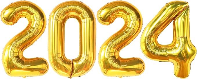KatchOn, Giant Gold 2024 Balloon Numbers - 40 Inch, Gold New Years Balloons | Mylar 2024 Balloons... | Amazon (US)