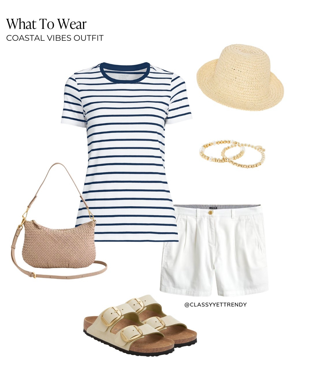 Coastal-style spring outfits: relaxed, casual And airy, inspired by the beachside lifestyle ☀️ Mix & match outfits with beach-themed accent colors for women who are moms, retired, work from home ✔️ All from the Coastal Vibes Capsule Wardrobe: Summer 2025 Collection, now available in the Capsule Wardrobe Store!

stripe tee, linen top, open stitch sweater, gauze button shirt, chambray shirt, tank, wide leg denim jeans, linen pants, midi skirt, denim shirt jacket, cardigan, zip hoodie, sandals, sneakers, flats, huarache, straw tote, straw hat