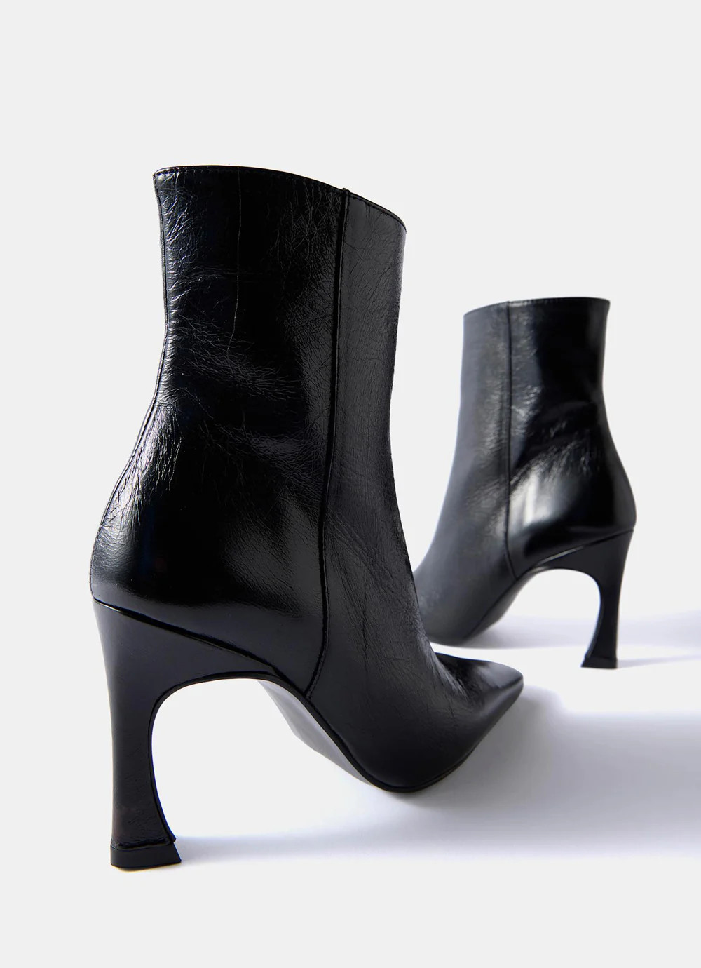 Mila Black Leather High Heel Ankle Boots | Mint Velvet