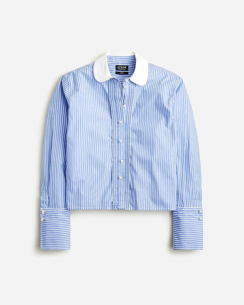 Cropped gar&ccedil;on shirt with pearl buttons in stripe | J.Crew US
