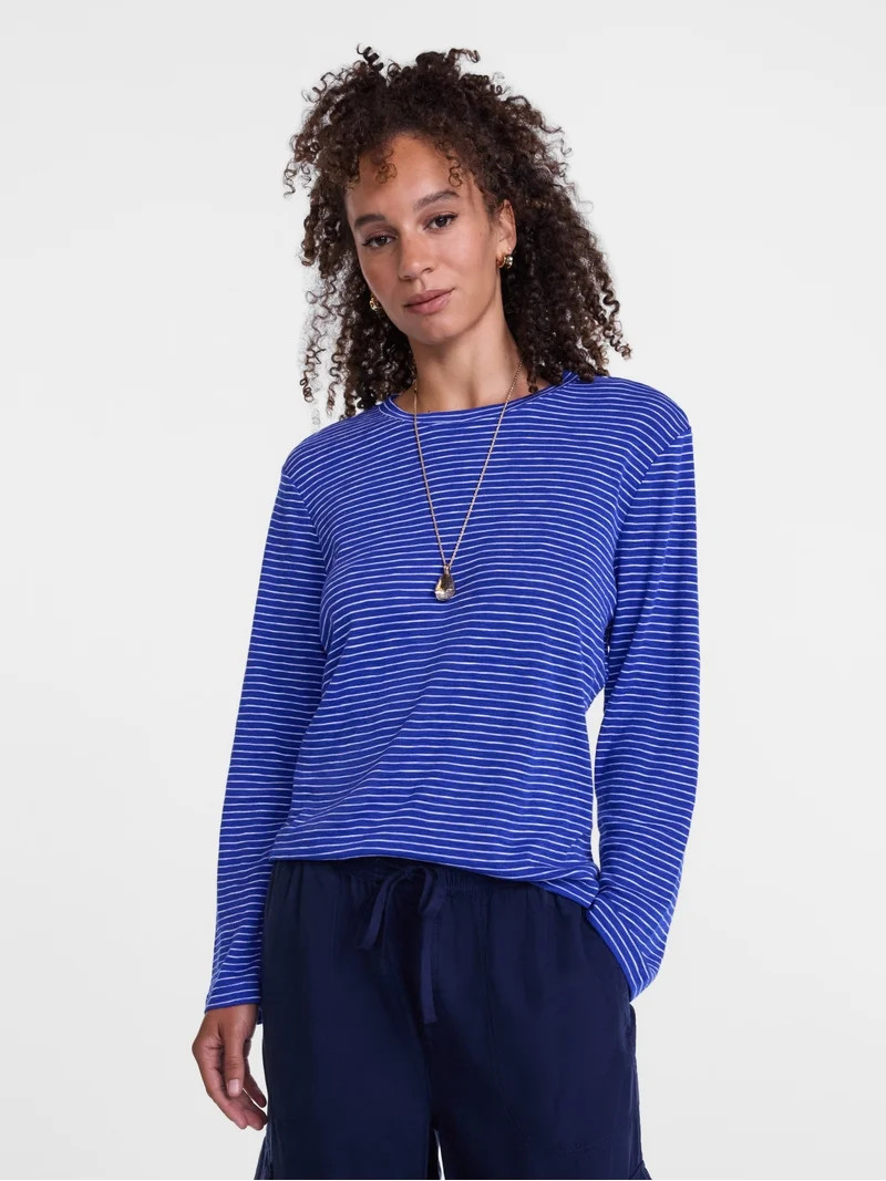 Scenario Women's Oversized Tee with Long Sleeves, Sizes XS-XXXL | Walmart (US)