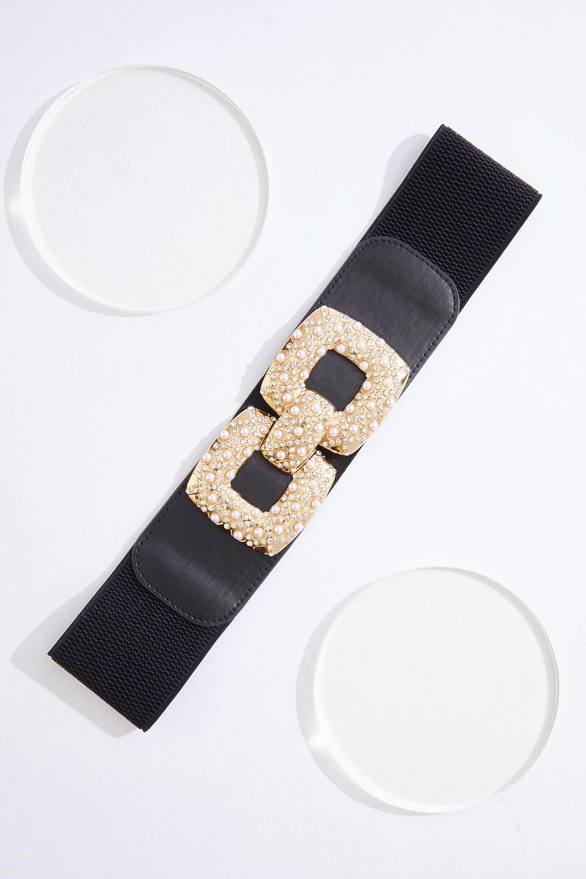 Pearl Rhinestone Embellished Buckle Stretch Belt | Cato Fashions