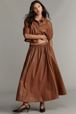 Maeve Faux-Leather Full Maxi Skirt | Anthropologie (US)