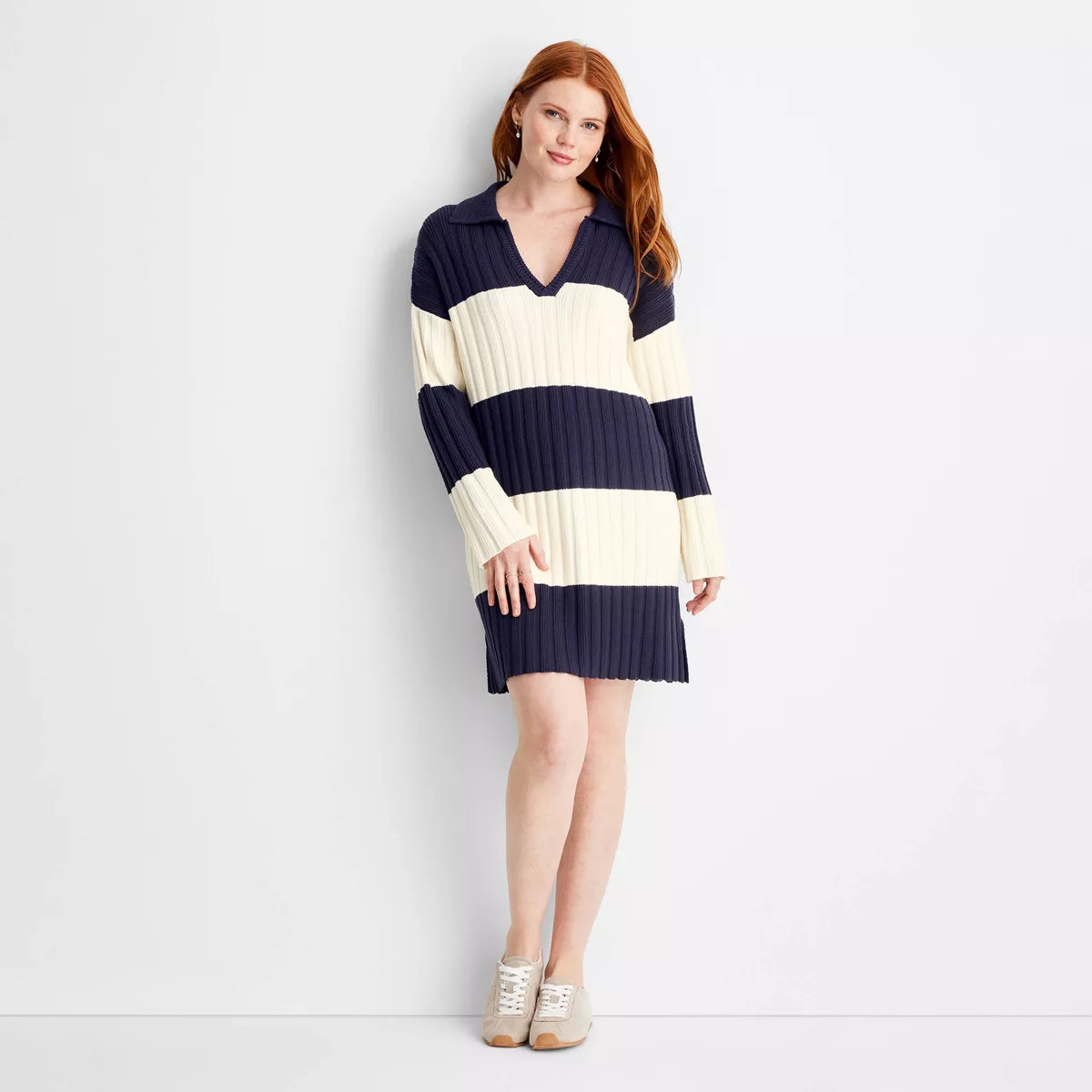 Women's Long Sleeve Rugby Mini Sweater Dress - Future Collective | Target