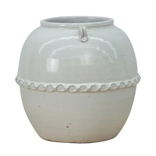 Artissance 12"H Off White Ceramic Pot with Lace Decoration - Bed Bath & Beyond - 37053189 | Bed Bath & Beyond