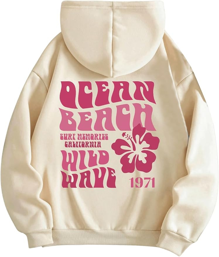 SweatyRocks Women's Letter Graphic Drawstring Hoodies Long Sleeve Thermal Pullovers Sweatshirts | Amazon (US)