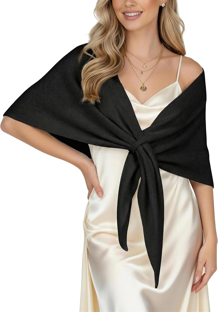 Womens Shawl Wraps Soft Lightweight Wool Blend Knit Triangle Scarf | Amazon (US)