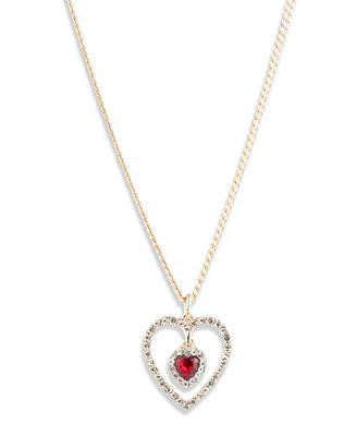 Glass Stone Gold-Tone Siam Heart Pendant Necklace | Macy's