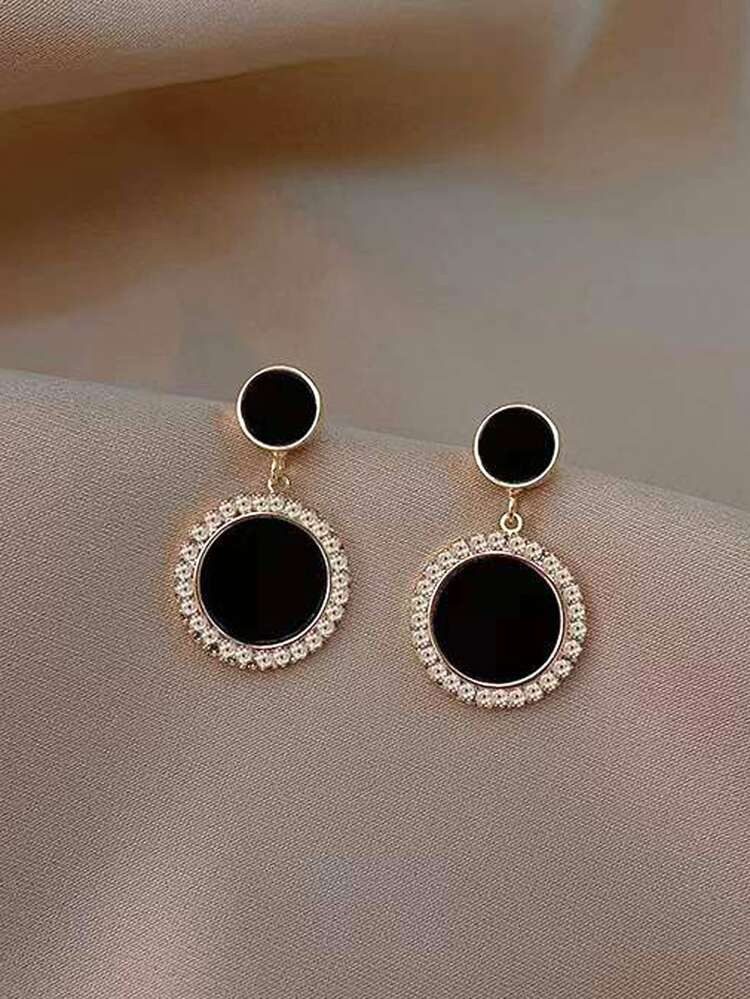 Rhinestone Decor Round Drop Earrings | SHEIN