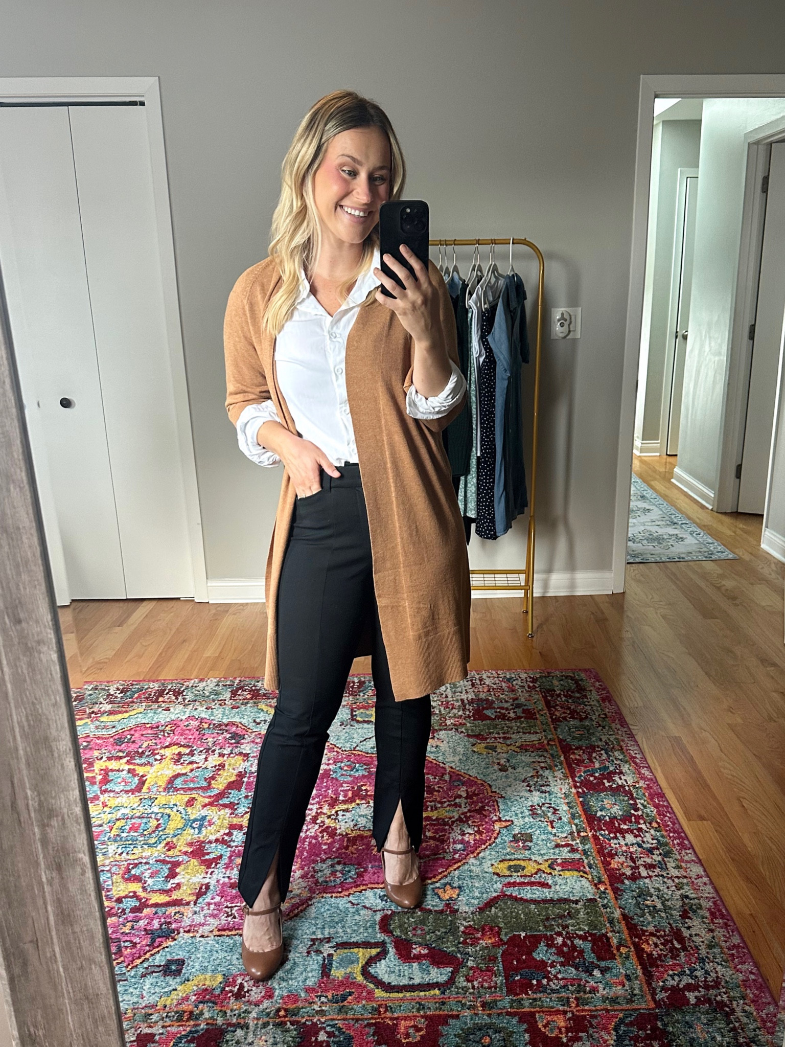 Affordable work outfit idea / long sweater is 30% off, work pants and button down are both amazon fashion finds / teacher outfit / fall outfit / business casual 

#LTKunder50 #LTKsalealert #LTKworkwear