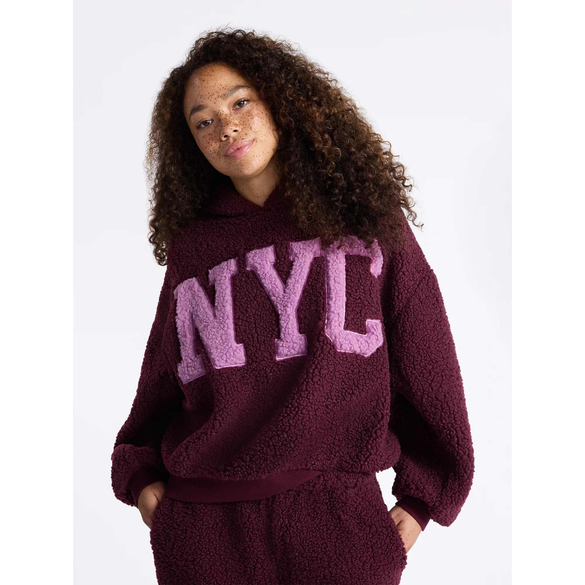No Boundaries Embroidered Plush Pullover Hoodie, Women's | Walmart (US)