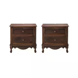 JAYDEN CREATION Elpenor 24"Wx16"Dx24"H Tall 2 - Drawer Walnut Nightstand Set of 2 ... | The Home Depot