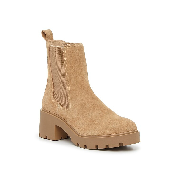 Steve Madden Honored Chelsea Bootie | Women's | Beige Suede | Size 5.5 | Boots | Lug | DSW