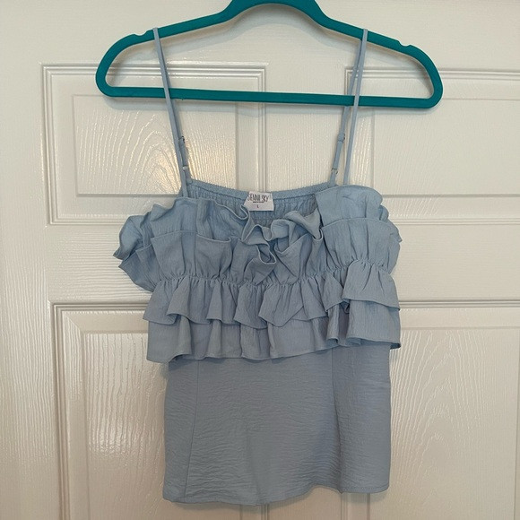 Sienna Sky Blue Ruffled Camisole Top | Poshmark