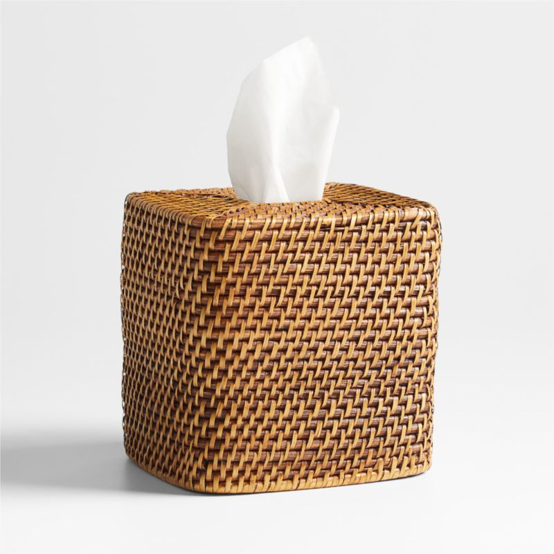 Sedona Honey Square Tissue Box Cover + Reviews | Crate & Barrel | Crate & Barrel