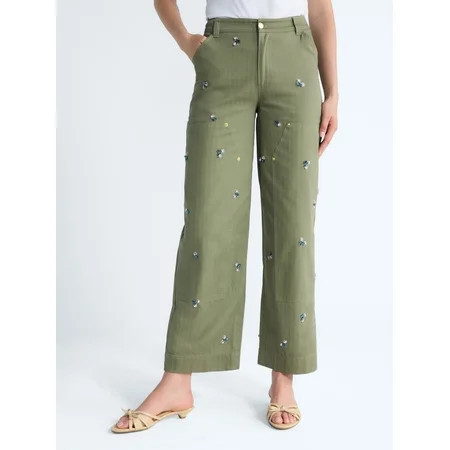 Free Assembly Women s and Women’s Plus Embellished Cotton Carpenter Pants 30 Inseam Sizes 0-28W | Walmart (US)