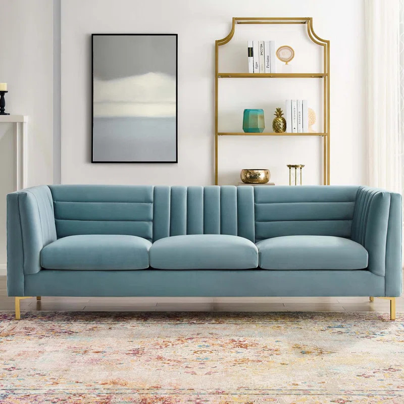 Piatt 90'' Velvet Tuxedo Arm Sofa | Wayfair North America