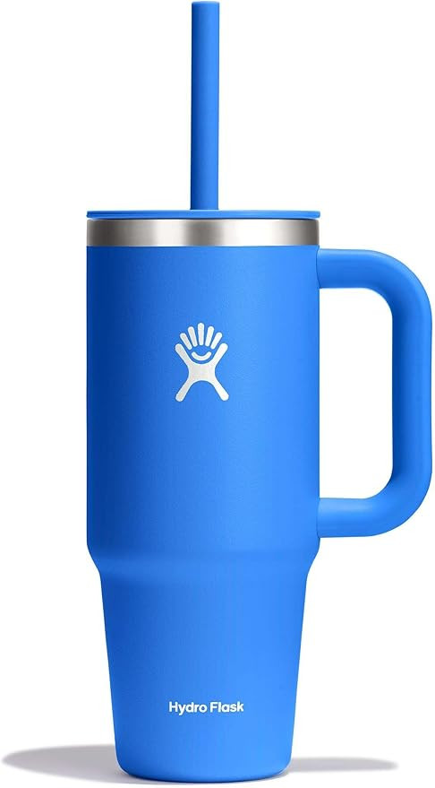 Hydro Flask Travel Tumbler with Handle, Lid and Straw - Insulated Stainless Steel in 24 Oz Cascad... | Amazon (US)