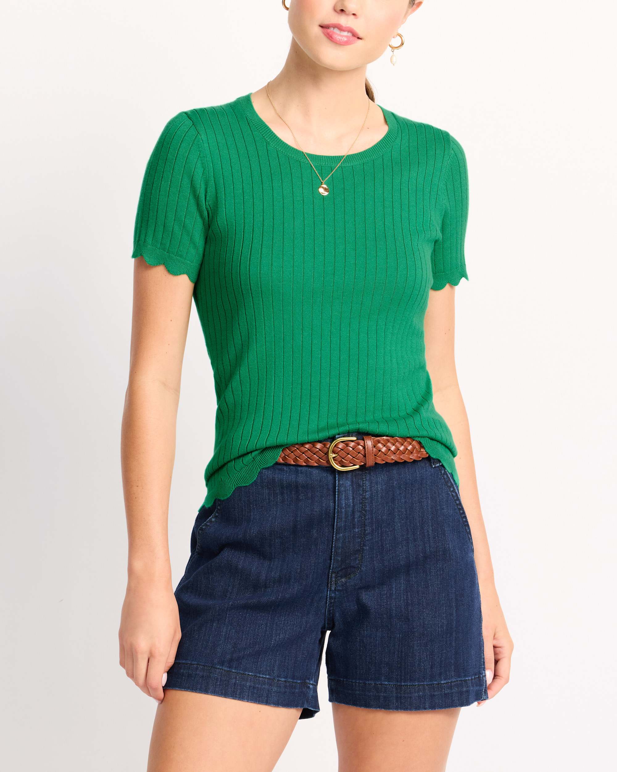 Kelsey Scallop Rib Short Sleeve Sweater | Stitch Fix
