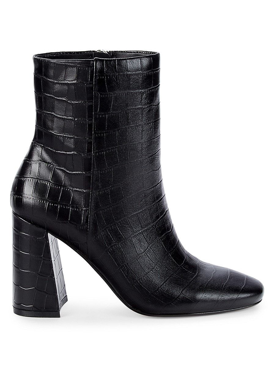 Saks Fifth Avenue Women's Stella Leather Booties - Black Croc - Size 10 | Saks Fifth Avenue OFF 5TH