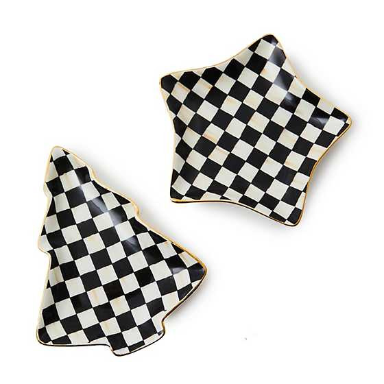 Courtly Check Ceramic Star & Tree Trinket Trays, Set of 2 | MacKenzie-Childs