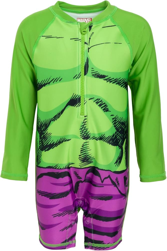 Marvel Avengers Spider-Man The Hulk Baby Zip Up One Piece Bathing Suit Newborn to Toddler | Amazon (US)