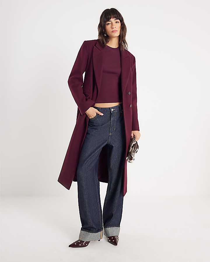 Red Tailored Belted Coat | River Island UK & IE