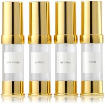 Gold 15ML 0.5 oz Airless pump bottle Toiletries Travel Size containers airport essentials Dispens... | Amazon (US)