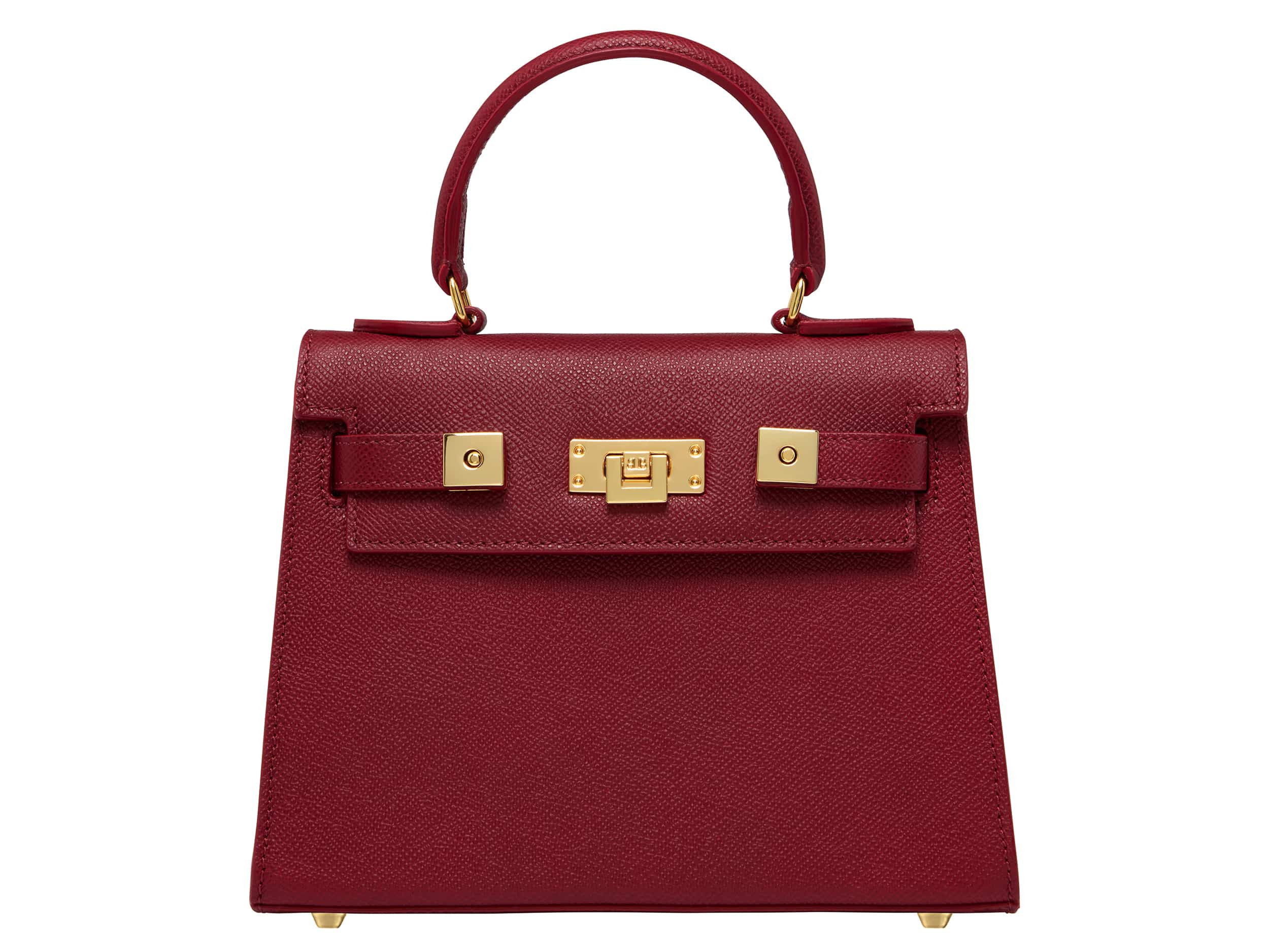 Maya Midi Dolomite Pebble Print Calf Leather Handbag - Red | Lalage Beaumont