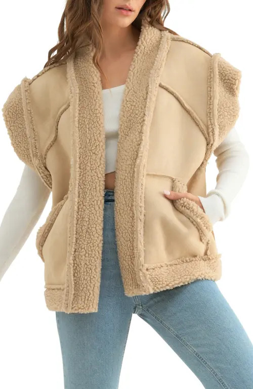 All in Favor Faux Shearling Vest in Taupe at Nordstrom | Nordstrom