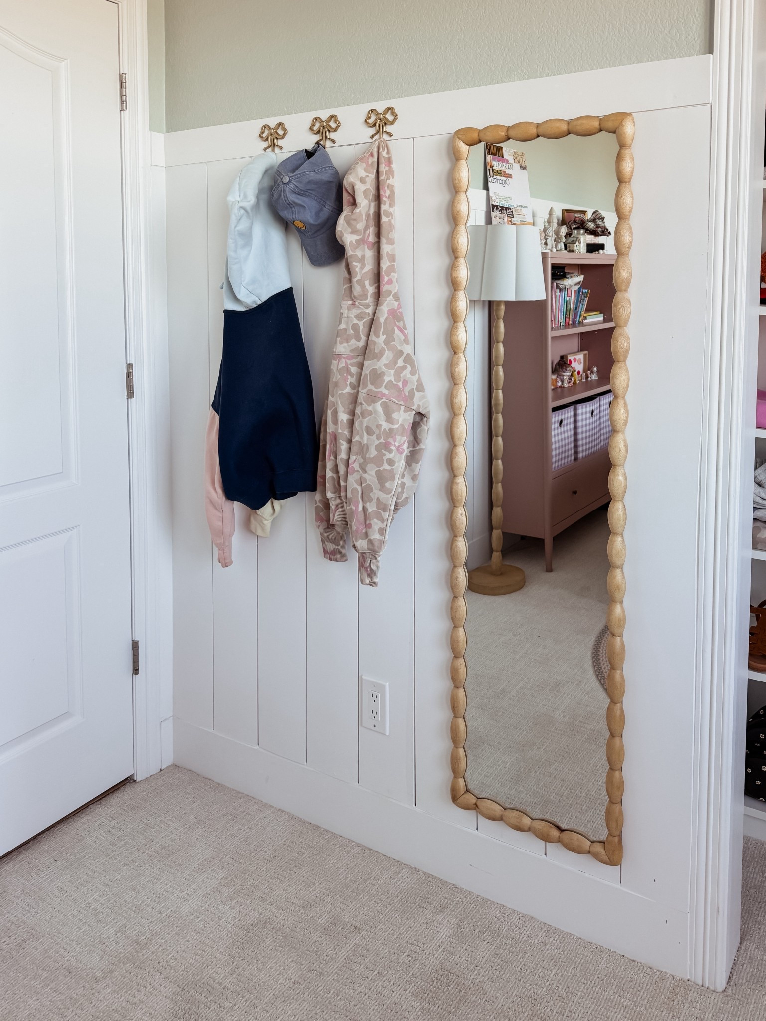 Bow hooks look so good in here!! Girls bedroom, Sarah Joy, kids detox floor mirror, Walmart, Target 

#LTKKids #LTKBaby #LTKHome