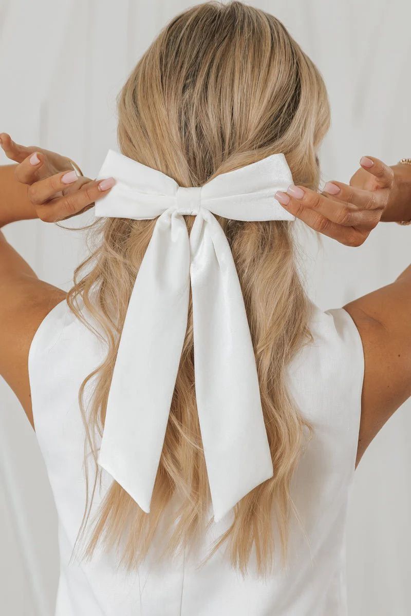 Ivory Bow Ribbon Hair Clip | Magnolia Boutique
