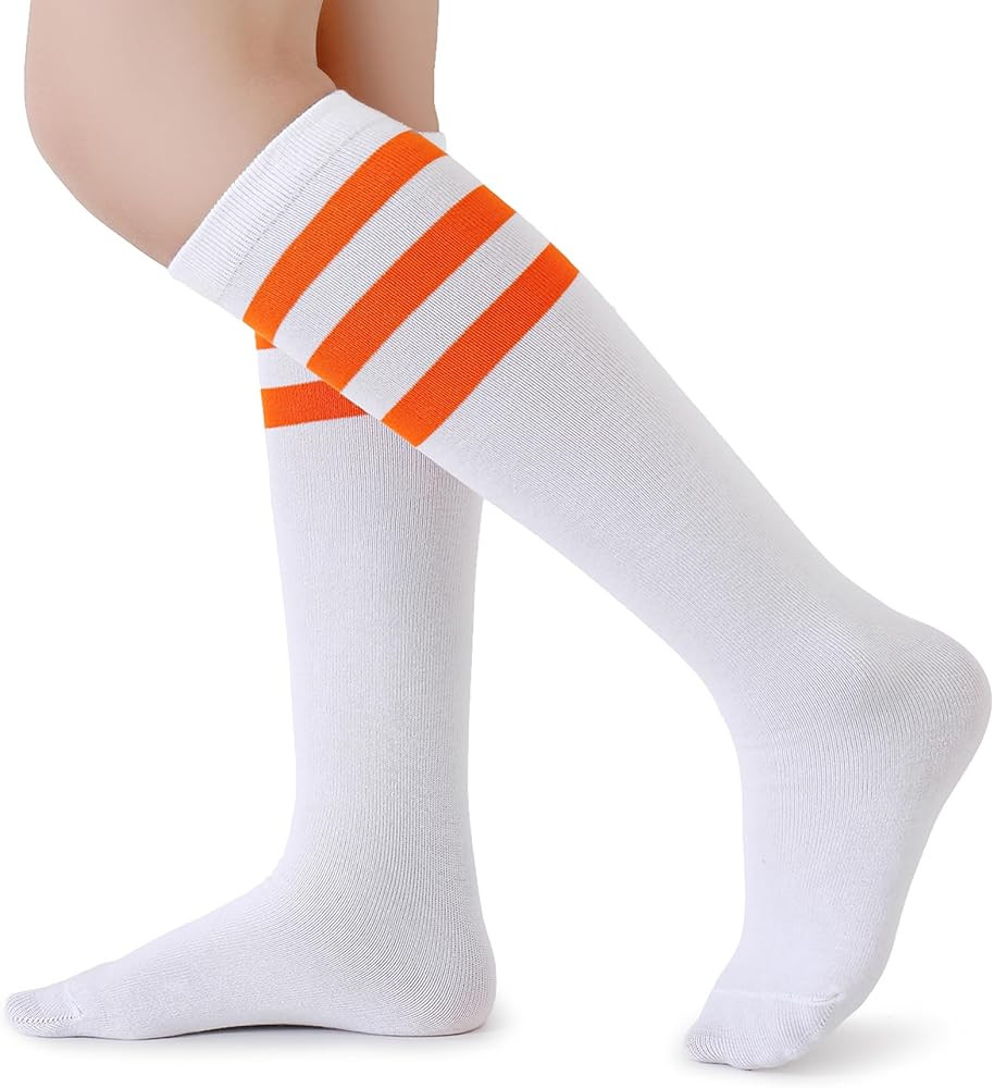 Henwarry Boys Girls Knee High Tube Socks Classical Stripes Cotton Soft Over the Calf Kids Tube So... | Amazon (US)