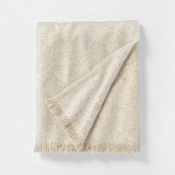 Boucle Faux Mohair Throw Blanket Cream/White - Threshold™ designed with Studio McGee | Target